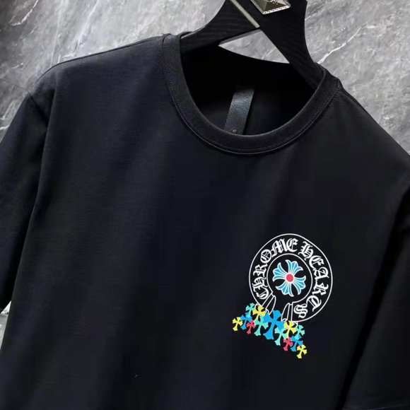 New Chrome Hearts cross pattern print casual couples short-sleeved T-shirt - Picture 4 of 6